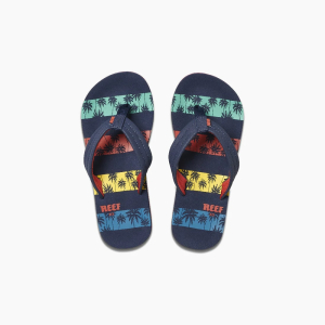 Navy Palms Stripe