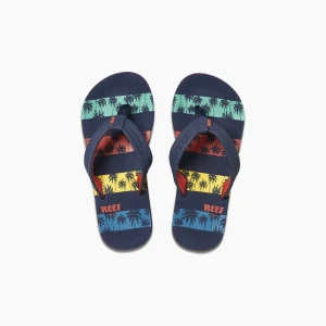 Navy Palms Stripe