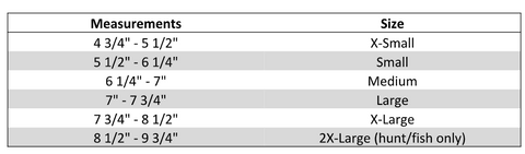 size chart measurements
